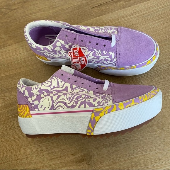 Vans Shoes - Vans Old Skool Stacked Wavy Days Platform Skate Shoes Purple Size 7 Women's